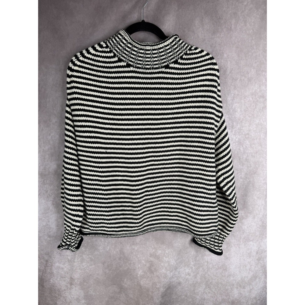 J.Crew Rollneck Knit 2025 Sweater In Black White Stripe Women's Size XS